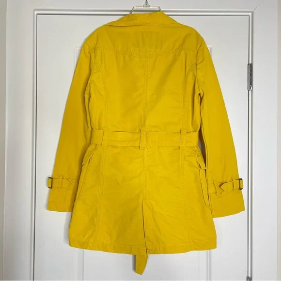 Vintage Y2K yellow fiorucci double breasted cotton canvas peacoat trench coat - Picture 8 of 17